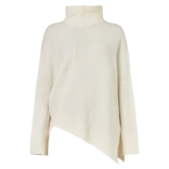 Allsaints Ivory White Cream Lock Roll Neck Asymmetric Wool Turtleneck Sweater - Picture 6 of 12
